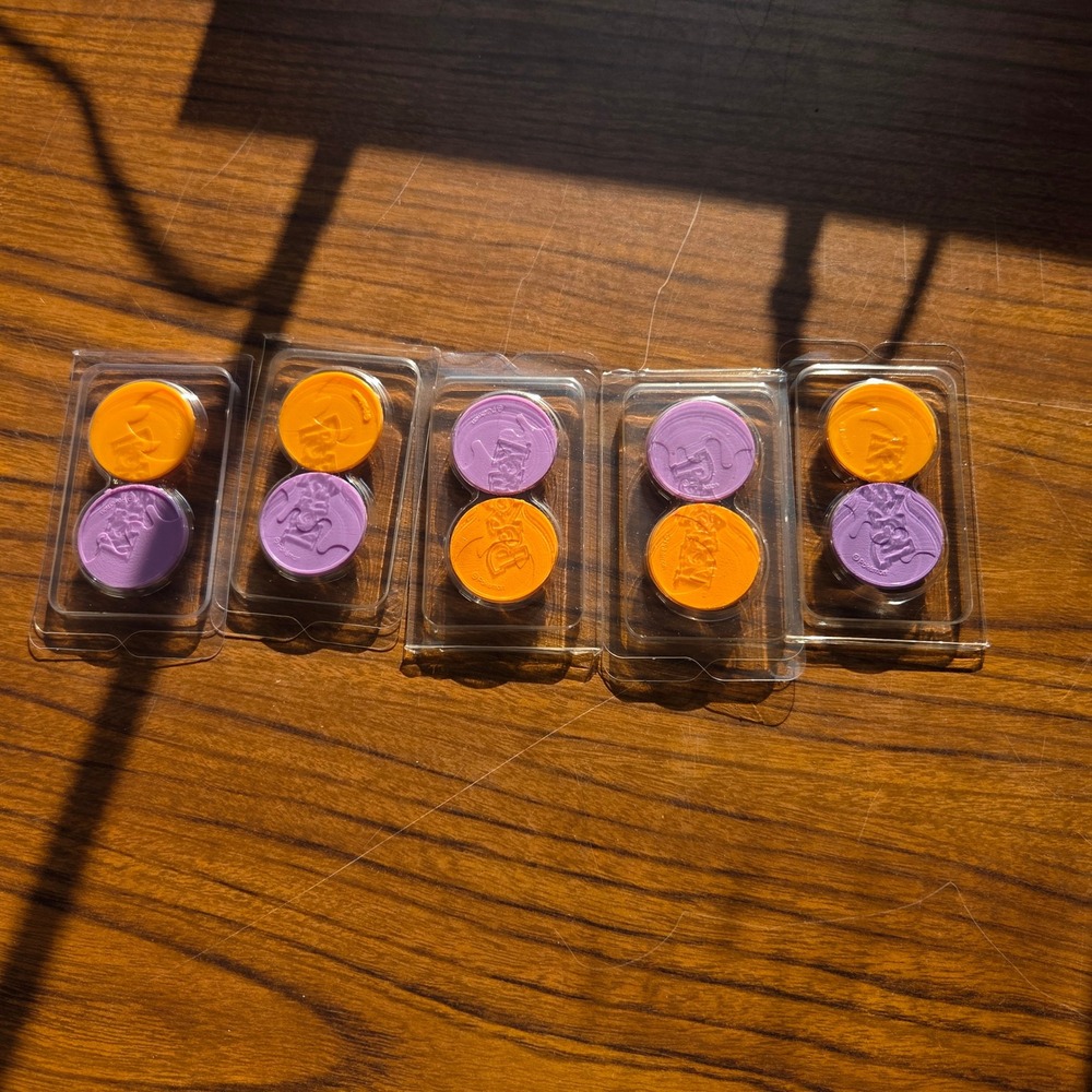 Lot of 5 Pokemon TCG Damage Counter Status Marker Coin Pairs Orange Purple NEW